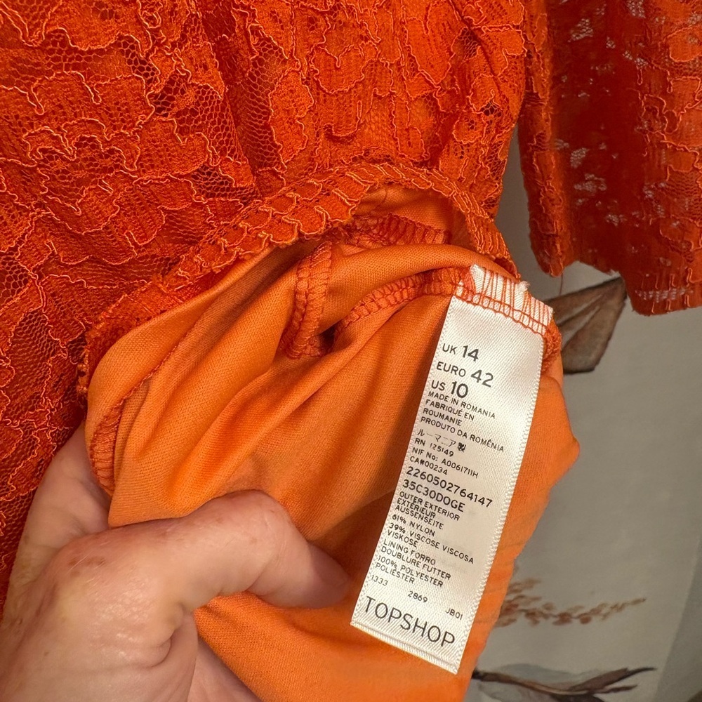 New Topshop size 10 Elegant Orange Lace Dress​ - Picture 10 of 10